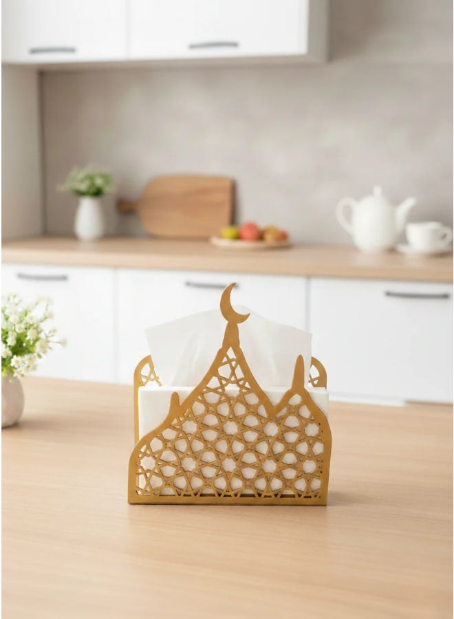 حامل مناديل هلال رمضان 15*20 سم -ذهبي